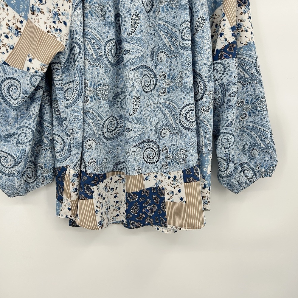 Davi & Dani Boho Patchwork Tunic Top Size L  Paisley Floral Cottagecore‎ Hippie - Picture 3 of 9